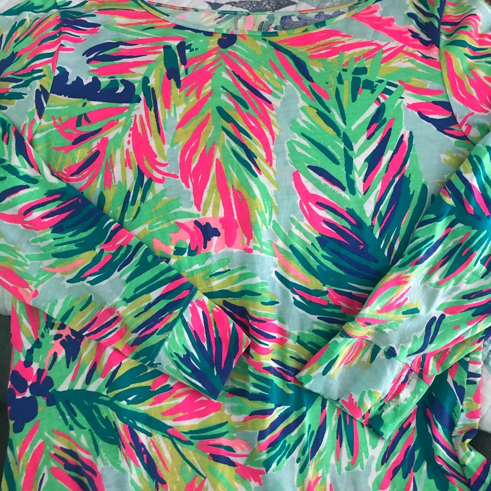Lilly Pulitzer Long Sleeve Palm Print Knit Dress L - Picture 3 of 6